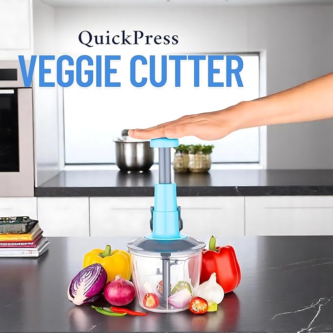 Hand-press vegetable and fruit chopper